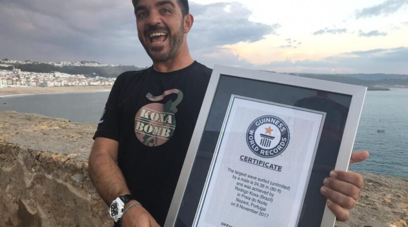 Em 2018, Rodrigo entrou no livro dos recordes pela maior onda já surfada.