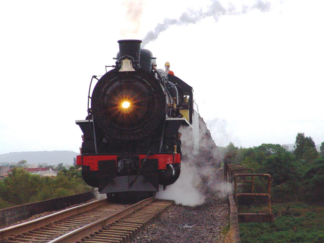 Locomotivas a vapor Donna Teresa Cristina Railway em Tubarac, Brasil