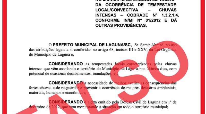 Alerta Fake News  Prefeitura Municipal de Guanhães