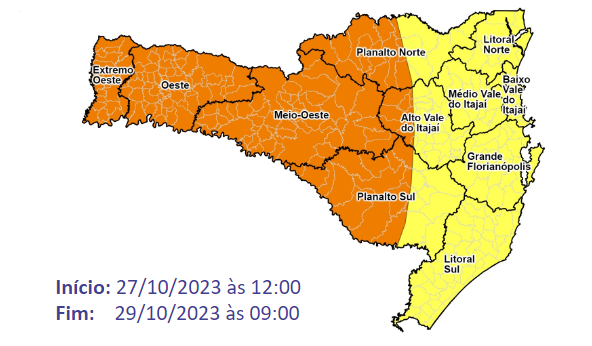 Defesa Civil: alerta de chuva volumosa entre sexta-feira e domingo