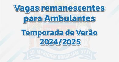 Edital Verão 24/25: vagas remanescentes para ambulantes